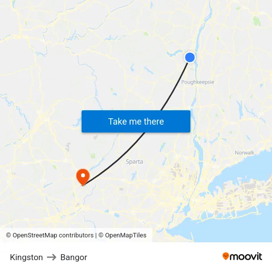 Kingston to Bangor map