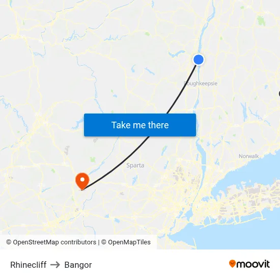 Rhinecliff to Bangor map