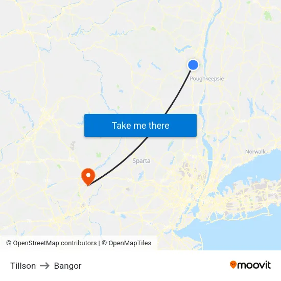 Tillson to Bangor map