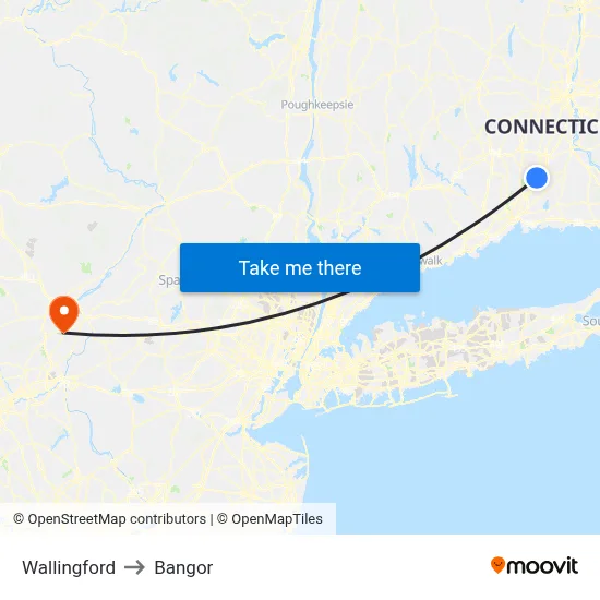 Wallingford to Bangor map