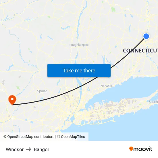 Windsor to Bangor map