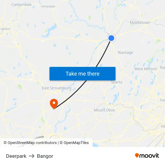 Deerpark to Bangor map