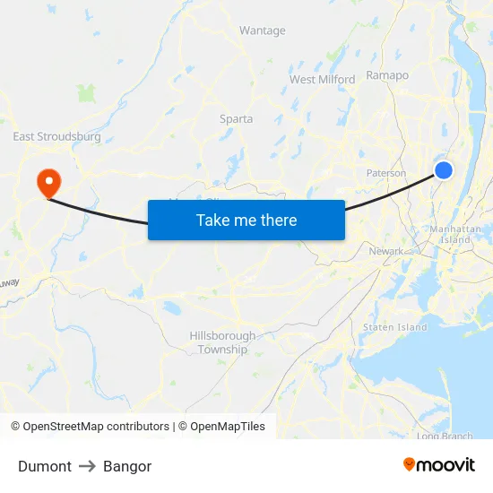 Dumont to Bangor map