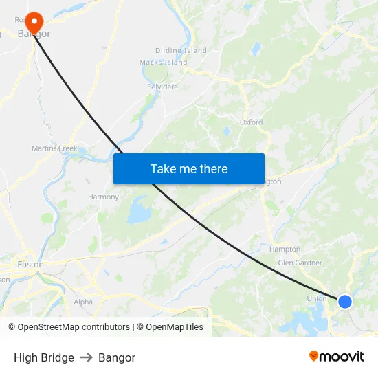 High Bridge to Bangor map