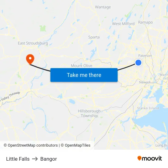 Little Falls to Bangor map