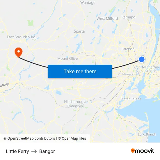 Little Ferry to Bangor map