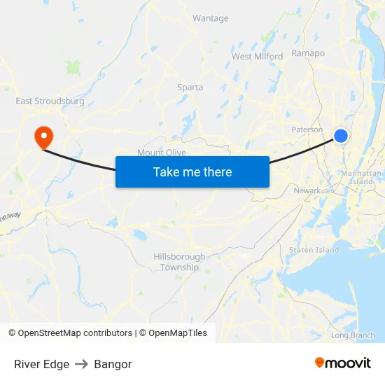 River Edge to Bangor map