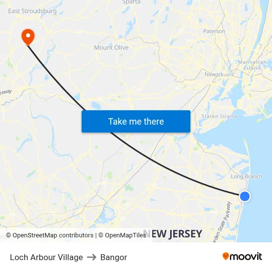 Loch Arbour Village to Bangor map