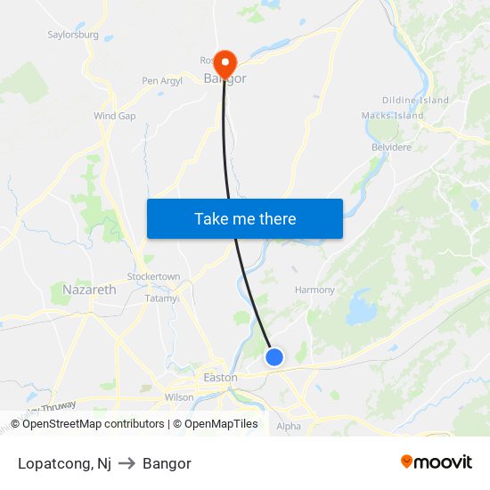Lopatcong, Nj to Bangor map
