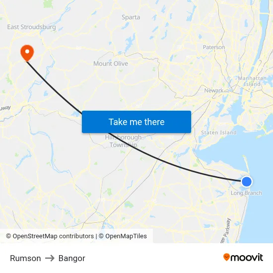 Rumson to Bangor map