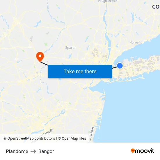 Plandome to Bangor map