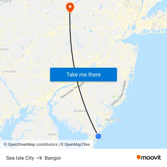 Sea Isle City to Bangor map