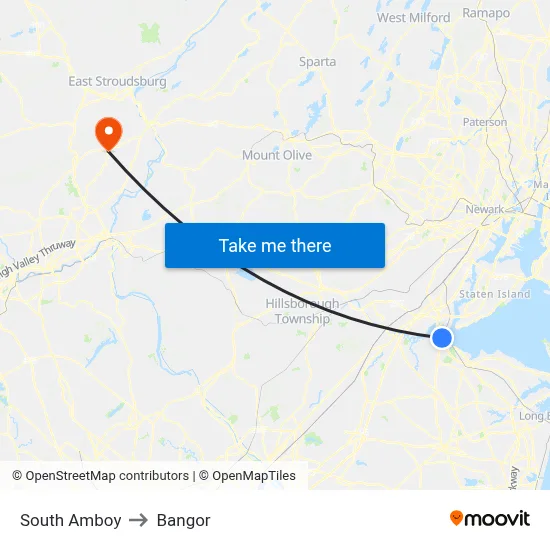 South Amboy to Bangor map