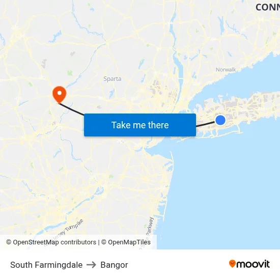 South Farmingdale to Bangor map