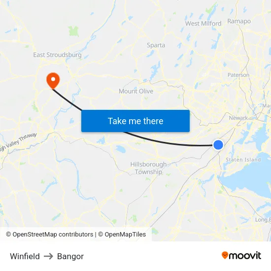 Winfield to Bangor map