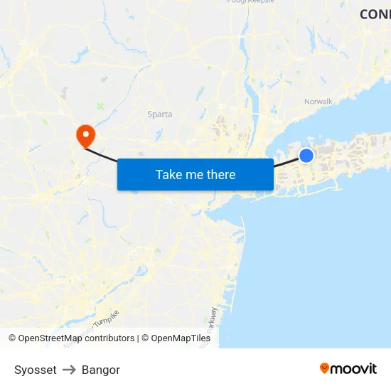 Syosset to Bangor map
