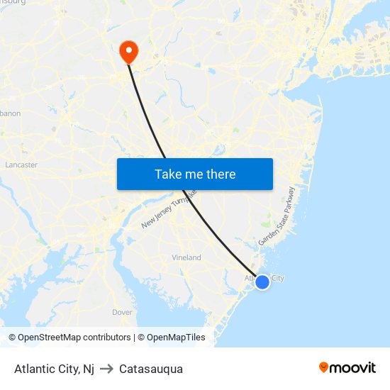 Atlantic City, Nj to Catasauqua map