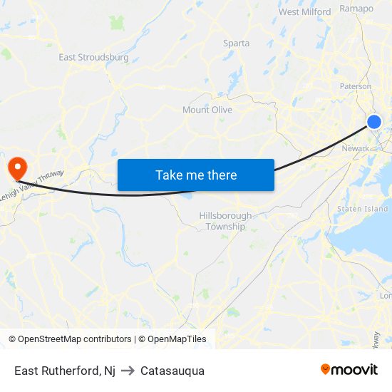 East Rutherford, Nj to Catasauqua map