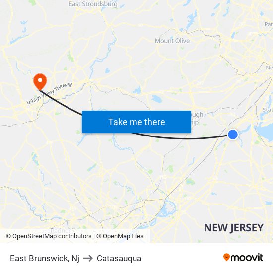 East Brunswick, Nj to Catasauqua map