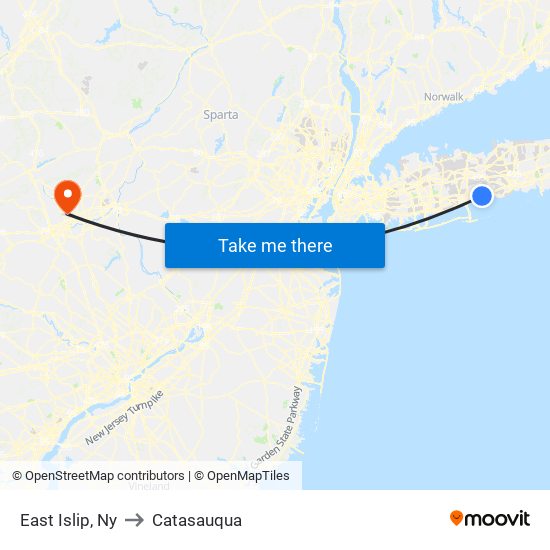 East Islip, Ny to Catasauqua map