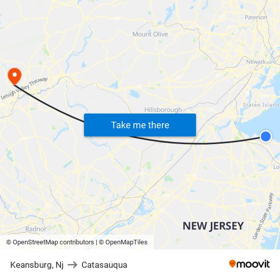 Keansburg, Nj to Catasauqua map