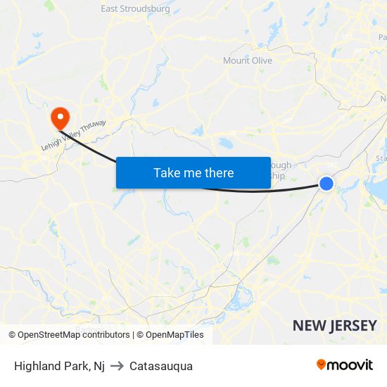 Highland Park, Nj to Catasauqua map