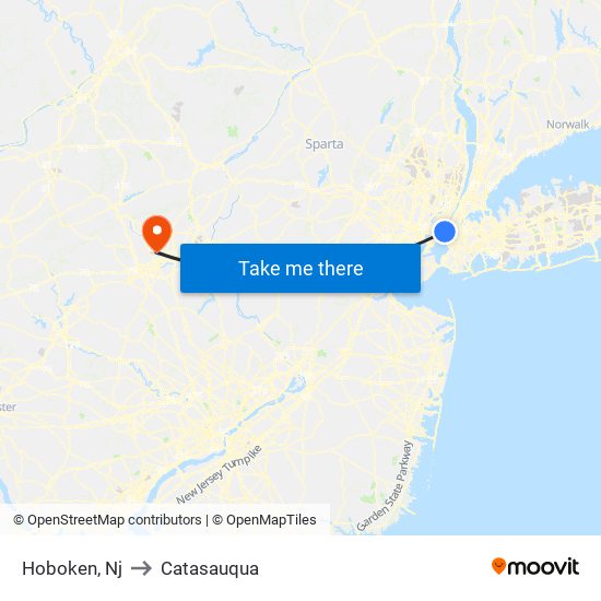 Hoboken, Nj to Catasauqua map