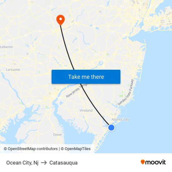 Ocean City, Nj to Catasauqua map