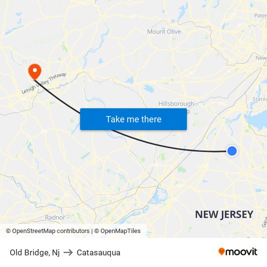 Old Bridge, Nj to Catasauqua map