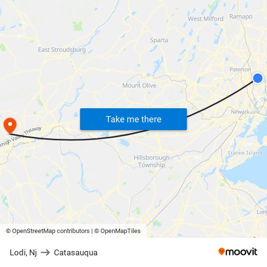 Lodi, Nj to Catasauqua map