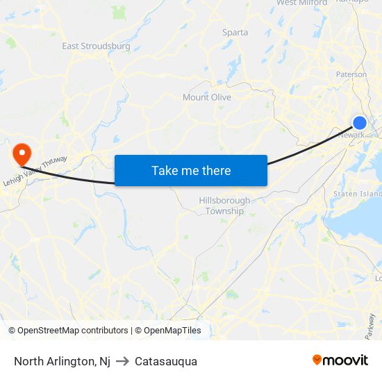 North Arlington, Nj to Catasauqua map