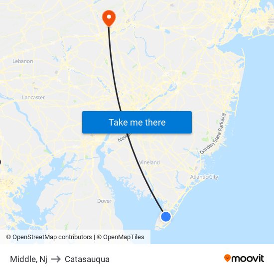 Middle, Nj to Catasauqua map