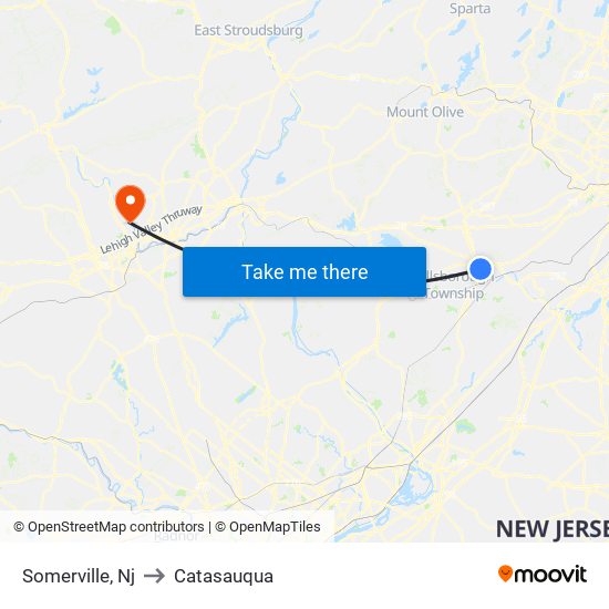 Somerville, Nj to Catasauqua map
