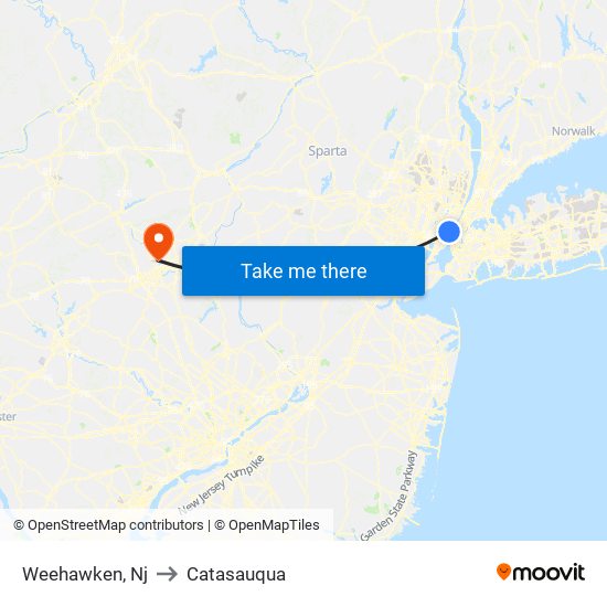 Weehawken, Nj to Catasauqua map