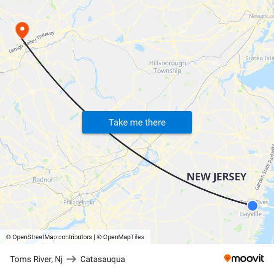 Toms River, Nj to Catasauqua map