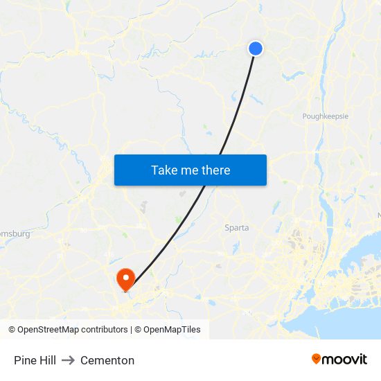 Pine Hill to Cementon map
