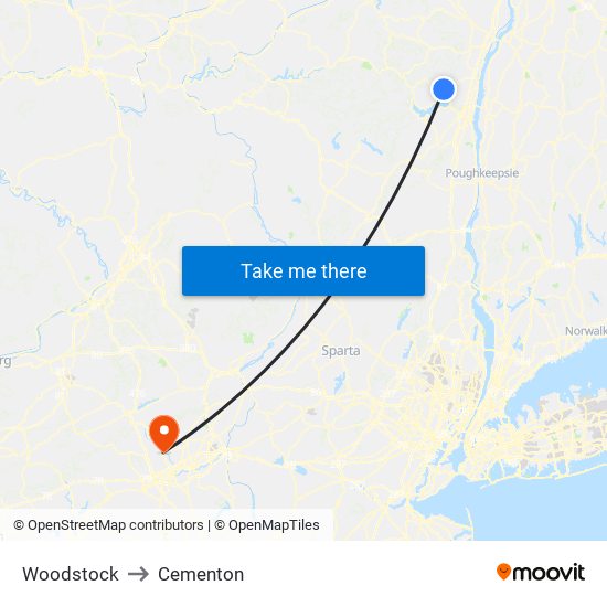 Woodstock to Cementon map