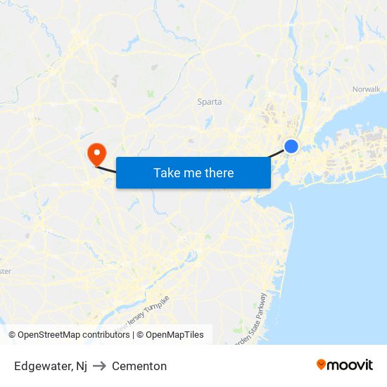 Edgewater, Nj to Cementon map