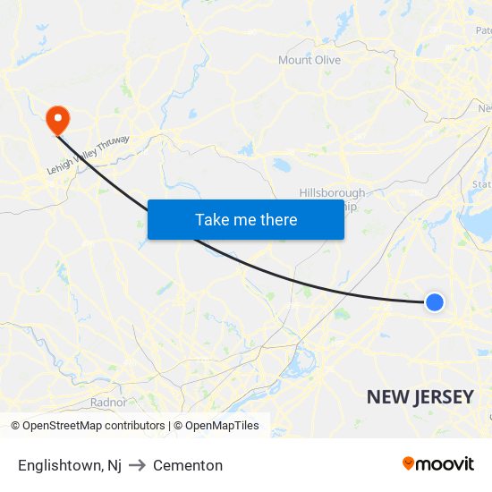 Englishtown, Nj to Cementon map