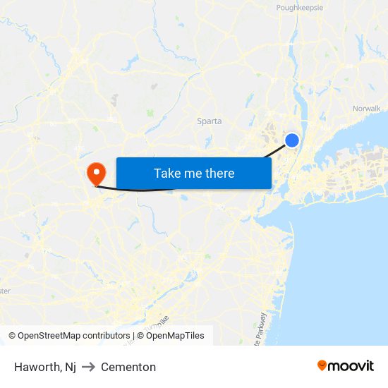 Haworth, Nj to Cementon map