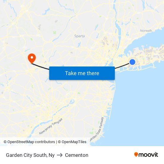 Garden City South, Ny to Cementon map