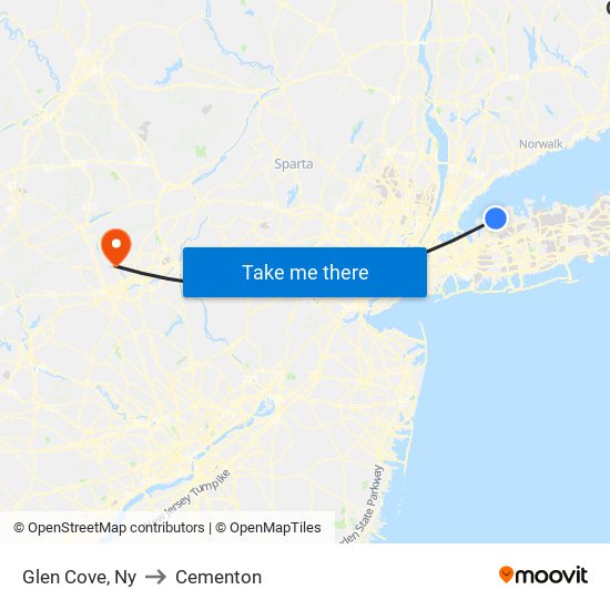 Glen Cove, Ny to Cementon map