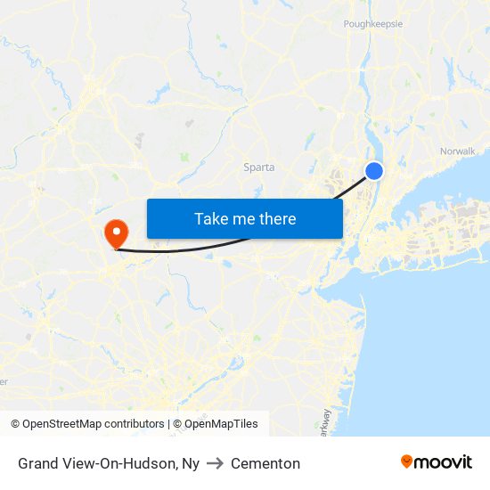 Grand View-On-Hudson, Ny to Cementon map