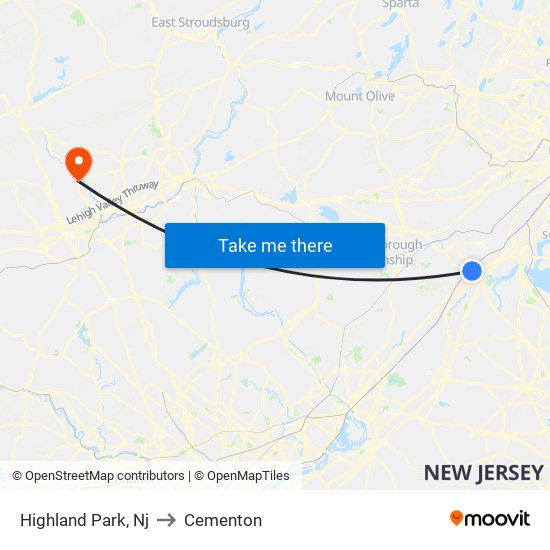 Highland Park, Nj to Cementon map