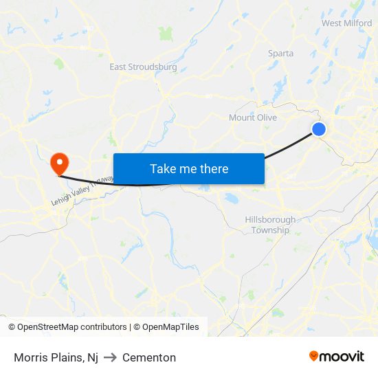 Morris Plains, Nj to Cementon map