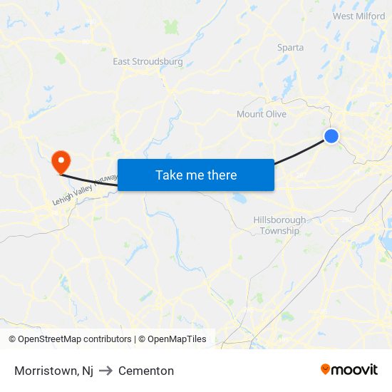 Morristown, Nj to Cementon map