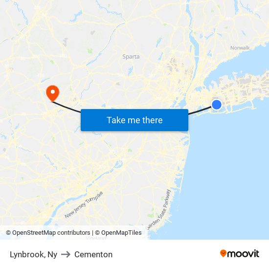 Lynbrook, Ny to Cementon map