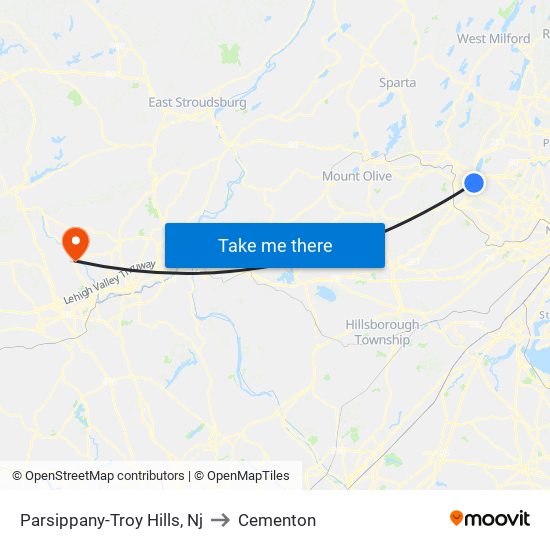 Parsippany-Troy Hills, Nj to Cementon map