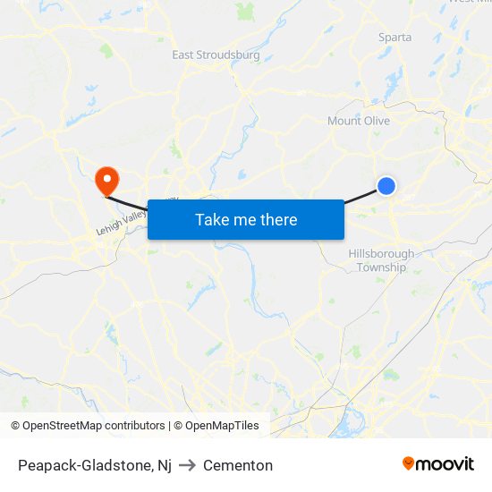 Peapack-Gladstone, Nj to Cementon map