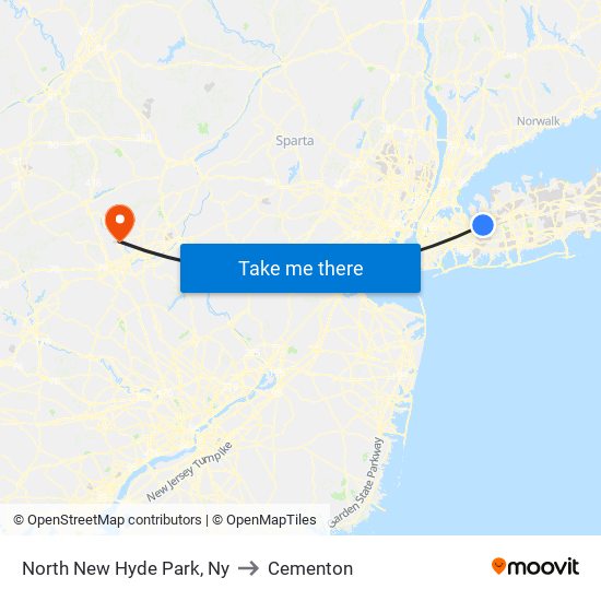 North New Hyde Park, Ny to Cementon map